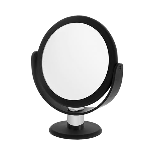 Danielle Creations Soft Touch Black Round Vanity Mirror, 10X Magnification