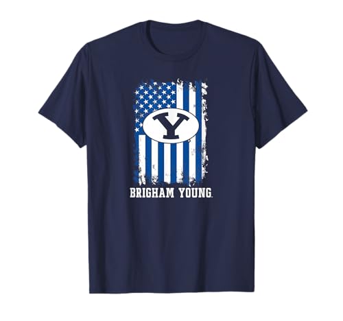 BYU Cougars Patriotic Retro American Flag Navy T-Shirt