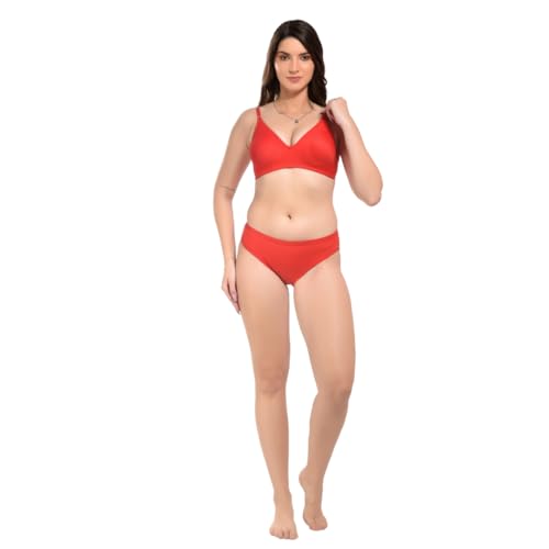 Image of SGC Women Cotton Blend Lingerie Set||Lightly Padded Wirefree Bra & Panty Set||Bridel Set for Women & Girls