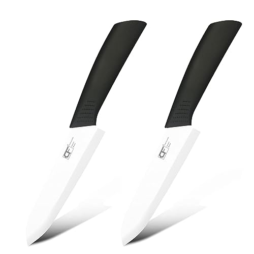 EUROXANTY Cuchillo con Hoja cerámica | Cerámica de Zirconia | Hoja extra Afilada | Resistente a la abrasión | Mango ergonómico | Corte preciso | 20 cm | (Negro 27 cm 2 UNIDADES)