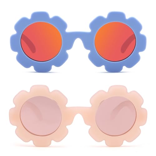 Image of Hycredi Flexible Bendable Flower Baby Polarized Sunglasses with Strap for Newborn Infant Girls Age 0-24 Months