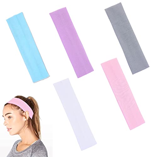 5 Piezas Diadema Deportiva Cintas Pelo Mujer Elásticas Absorbente Diadema Transpirable Antideslizante, Banda de Pelo Multicolor Bandas Elasticas Pelo Yoga Cintas Elásticas para Deportes