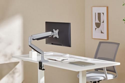Image of Argo Single Monitor Arm Mount with Gas Spring, Height Adjustable, Tilt and Swivel, for 17-45 Inch Screens up to 16 kg, VESA 75x75 and 100x100 mm, Desk Clamp