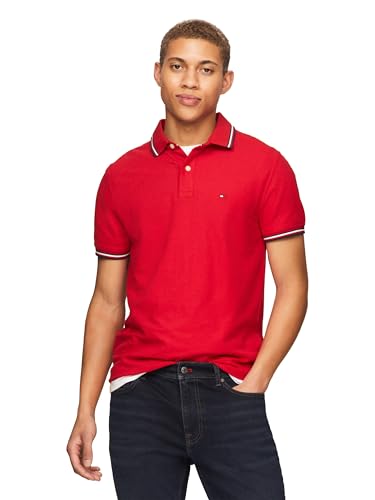 Camisetas polo casuales para hombre de Tommy Hilfiger, manga corta, corte regular con estiramiento y diseños en puños miniatura 1