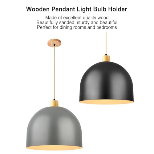 Wooden Chandelier, Vintage Pendant Light Bulb Holder Compatible with E27/E26 Bulbs (Not Included), 1 Meter Long Cable - Image 3