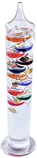 44cm Tall Free Standing Galileo Thermometer with Ten Floating Globes | Measures temperatures from 16 Degrees Centigrade to 35 Degrees | Also in Fahrenheit | Weather Station | Water Thermometer
