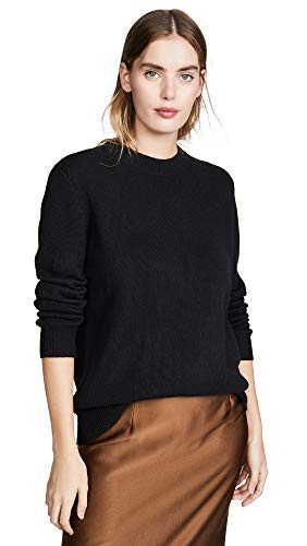 Theory Women's Solid Crew Cashmere Pullover, Black, Petite