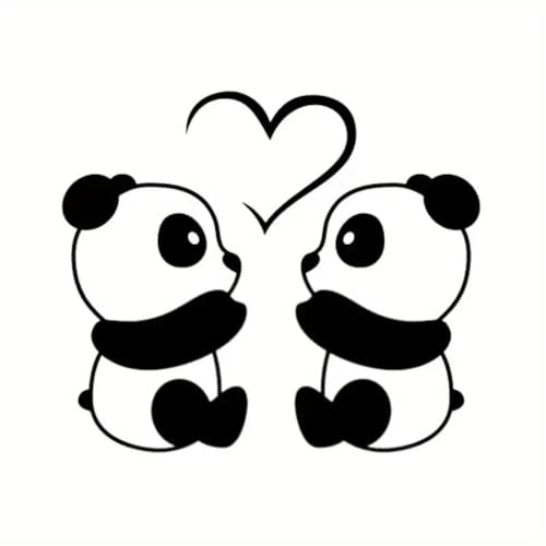 Autocollant de voiture en vinyle panda romantique pour décorer carrosserie et PC