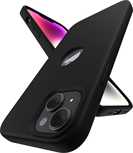 Image of Vaku Luxos Liquid Silicon Logo-Cut for iPhone 14 Plus Cover Case, Soft TPU, Shockproof, Scratch Resistant, 6 Feet Drop Protection, Compatible with iPhone 14 Plus Back Cover - Black
