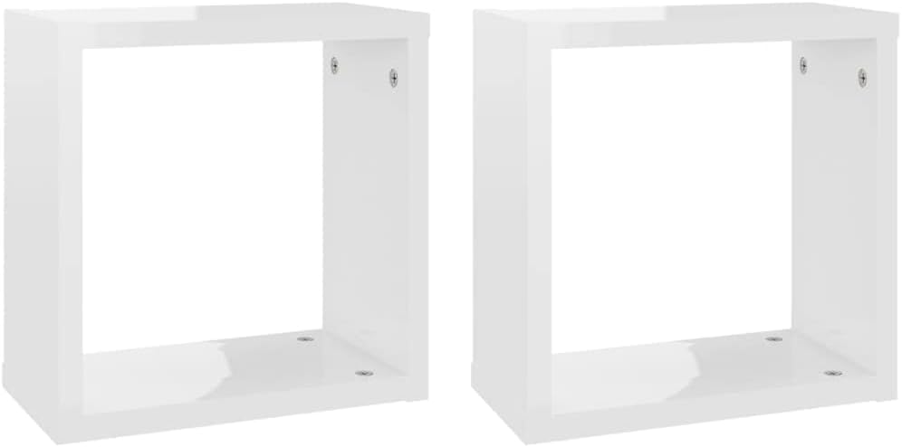 Białe półki ścienne o wysokim połysku, 2 szt., nowoczesne półki pływające, 30 x 15 x 30 cm, stylowy wyświetlacz świetlny LED do przechowywania futra, do dekoracji domu