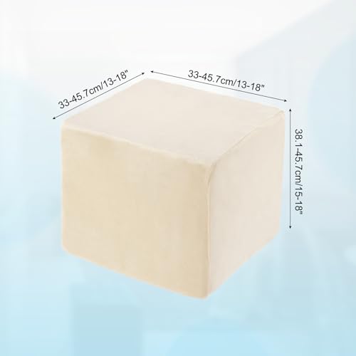 QUARKZMAN 1 Stück Ottomane Schonbezug Hockerbezug, für Länge 33-45.7cm Hocker Hussen für Fußhocker, Stretch Bezug Waschbar Ottomane Abdeckung Überzug Hocker Protector - Beige