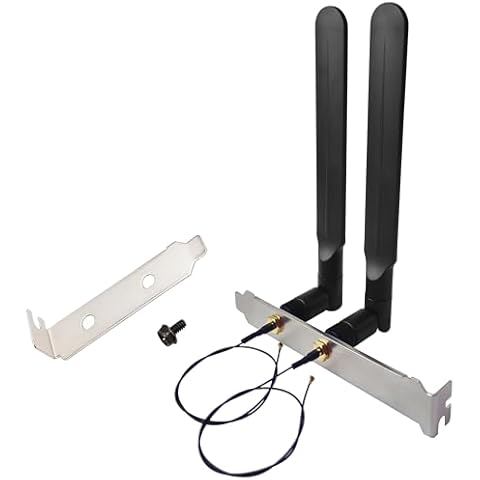 WiFi 6E Antenna Tri-Band 6GHz 5GHz 2.4GHz RP-SMA Male + 10in U.FL MHF4 to RP SMA Female Extension Cable + Computer Back Slot Cover Bracket Cover