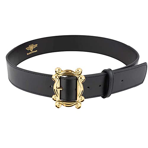 Friends Belt, Monicas Peephole Frame Gold Cast Buckle Black, Vegan Leather Belt