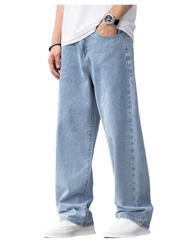 Boy's Straight Leg Jeans Zip Fly Loose Fit Spring Fall Street Long Denim Pants with Pocket