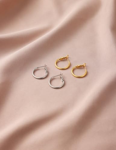 Image of Gacimy Gold Hoop Earrings for Women, 14K Gold Plated Thin Hoops