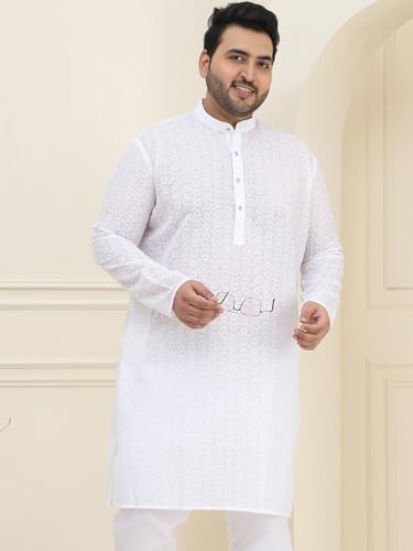 Image of SOJANYA Plus (Since 1958) Men's Silk Blend Embroidered Only Long Kurta