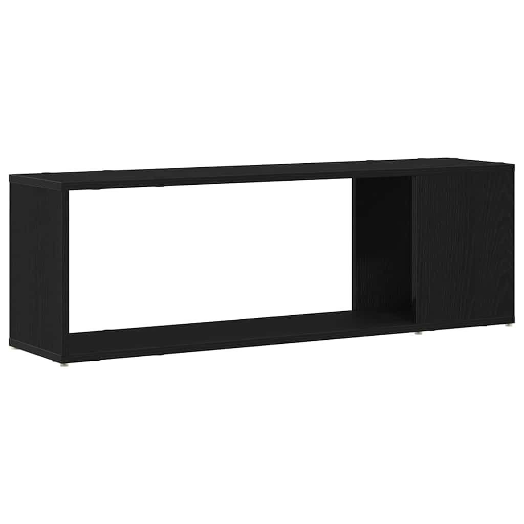 Zestaw szafek TV czarny 100 x 24 x 63 cm, materiał drewnopochodny, montaż ścienny, nowoczesny design, regał do salonu zajmujący mało miejsca