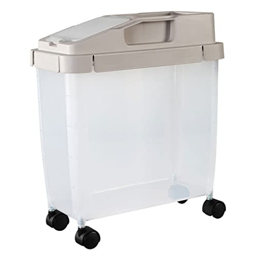 Snner 1PC Ingredient Storage Bin Container 10kg Rice Dry Food Sealed on Wheels with Lid Measuring Cup Coffee