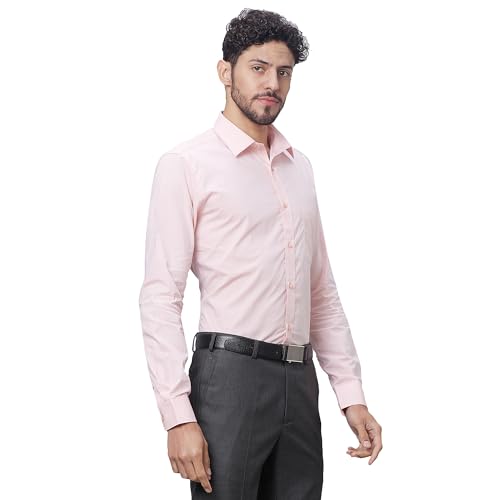 Image of Raymond Men Slim Fit Structure Pattern Pure Cotton Semi Cutaway Collar Full Sleeve Formal Shirt