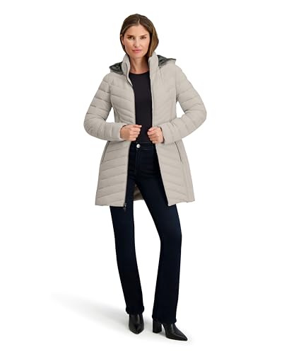 Image of Nautica Women's Stretch Puffer Jacket- Wind & Water-resistant Winter Coat Faux Fur Lined Hood