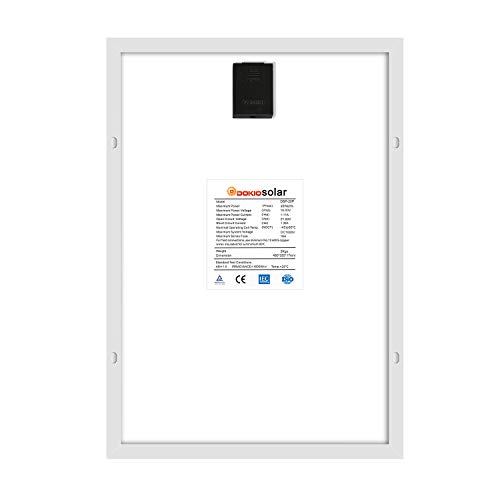Image of DOKIO Monocrystalline Solar Panel Size 20W 18V for 12V System, Aluminum Frame, MC4 Connector, Pre-Drilled Holes for RV, Boat, Marine, Off-Grid Power
