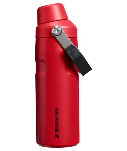 Image of Stanley IceFlow Fast Flow Water Bottle 16 oz | Angled Spout Lid | Lightweight and Leakproof for Travel and Sports | Insulated Stainless Steel | BPA-Free | Chili Black