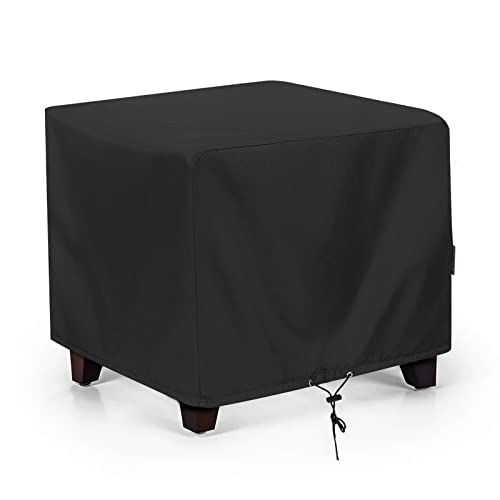 Sunpatio Outdoor Ottoman Cover, Waterproof Square Coffee Table Cover, Patio Furniture Covers Side Table Cover, All Weather Protection, 22W X 22D X 18H, Black #TOP16