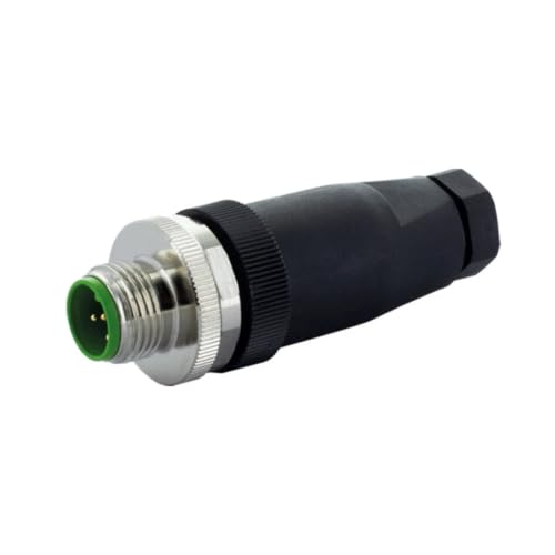 M12 Macho 0 A-cod. Borne de Tornillo de 4 Polos para Conexiones de 0,75mm² 2