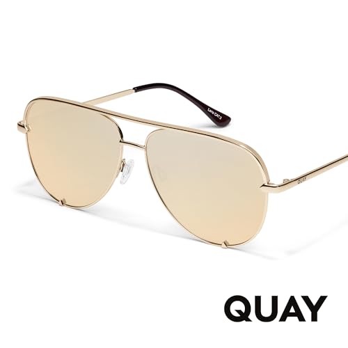 Image of QUAY High Key Extra Large Polarized Unisex Aviator Sunglasses, UV Protection, Oversized Accessories for On The Go Lifestyle