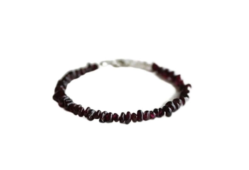 Gemstone beads garnet bracelet 7 inch avec fermoir argenté pour unisexe