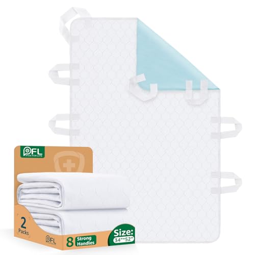 Image of Incontinence Bed Pads Washable with 8 Handles for Bedridden Care, 34 inchx52 inch