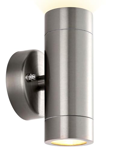 National Lighting Palin Marine Grade Up & Down Wall Light – Outdoor IP65 Twin GU10 Stainless Steel