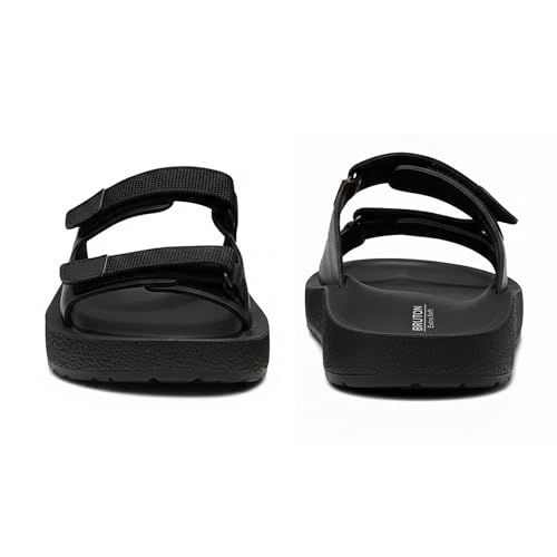 Image of BRUTON Men's Double Buckle Comfort Sandals | Adjustable Casual Slides | Soft Cushioned Lightweight Slip-On Sandals for Daily Wear, Walking & Outdoor