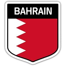 Squiddy Bahrain Flag Shield - Vinyl Sticker Decal for Phone, Laptop, Water Bottle 3" high
