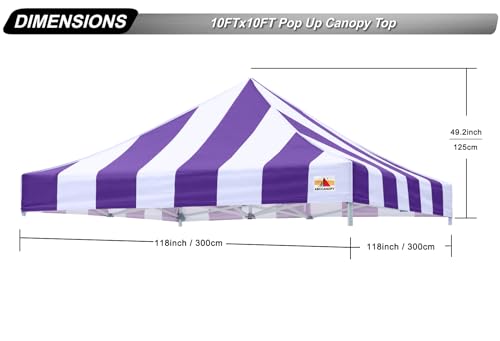 Image of ABCCANOPY Replacement Canopy Top for Pop Up Canopy Tent 10x10 Purple Stripe