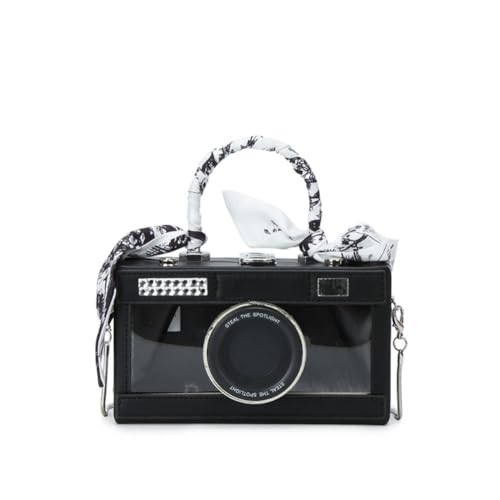 Camera Shaped Purse Handbag, PU Leather Casual Fashion Funny Snapshot Shoulder Bag, Vintage Novelty Box Crossbody Clutch