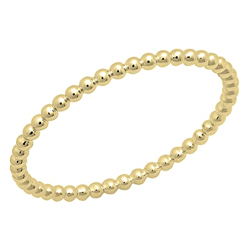 Dazzlingrock Collection 1.4mm Beaded Style Minimalist Ball Chain Design Wedding Band for Women in 10K Solid Gold