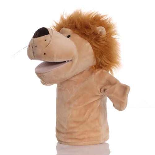 Proumhang Títeres de Mano para los Niños, de Peluche Suave Zoo de Animales de Marionetas para Niños Pequeños Niños Niñas,Grandes Bocas Móviles León 25cm
