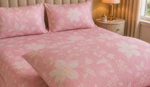 Image of Castiqa Elastic Fitted Supersoft Premium Polycotton 200TC Double Bedsheets King Size 78x72 Inch with 2 Pillow Covers (Fits Upto Mattress of 8Inches) (Multicolor)
