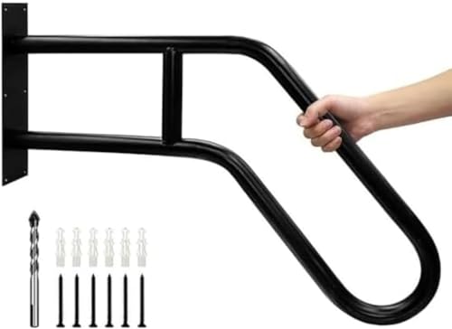 手すり屋外 壁取り付け用 マット仕上げの階段U字型角度調整可能高齢者用サポート に適しています 屋内屋根裏廊下 壁掛け 磨き仕上げのガレージ ベランダ 高齢者用 壁掛け U字型 角度調整可能 マットブラック (ブラック)