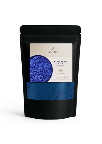 BIJOLY Polvere di Nila, Argilla minerale blu naturale, cura illuminante viso e corpo, 50 g