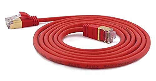 wantecWire Extra dünnes Patchkabel CAT.7 Kabel, CAT.6 Stecker SSTP geschirmt, Länge 0.2 m, rot
