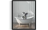 Koala in Bathtub Wall Art Print Poster, Bathroom Decor Gallery Posters Prints for Restroom Home Picture Painting Artwork (Koala, 11 x 14 inches, Wood Frame)