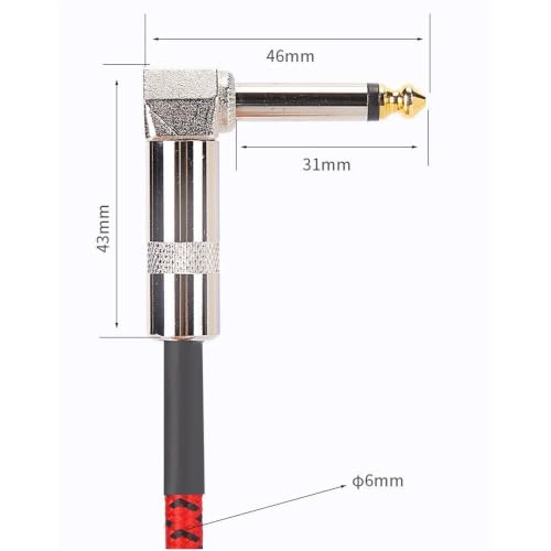 Cable de conexión para pedal de efectos de guitarra con conector jack de 6,35mm de 15cm trenzado 3
