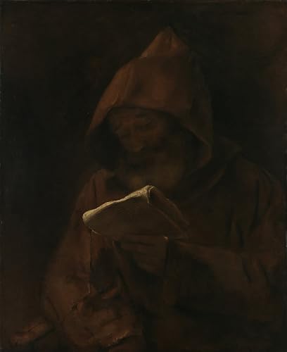 Rembrandt un moine lisant toile murale pour grand salon vide
