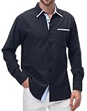 Suwangi Camisa de Hombre Casual Camisa Oxford Manga Larga Algodón Elegante y Formal con Bolsillo