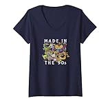 19NKMF00014A-002 Mujer Nickelodeon Made In The 90\'s Faded Character Collage Camiseta Cuello V