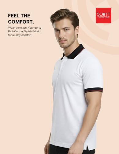 Image of Scott International Cotton Polo T Shirt | Collar Tshirts | Half Sleeves Plain T Shirt | T-Shirt |Tshirt for Men Stylish | Men's Tshirt