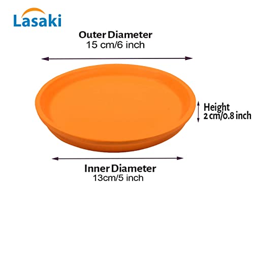 Image of Lasaki Round Ceramic Trays (Plates Saucers) for Pots, planters, Flower, Succulent(Set of 2,Lily,5 inch) R5(Plants not Included)