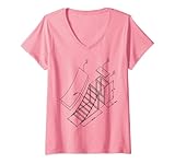 Damen Skateboard Half Pipe Geschenk Retro Vintage T-Shirt mit V-Ausschnitt